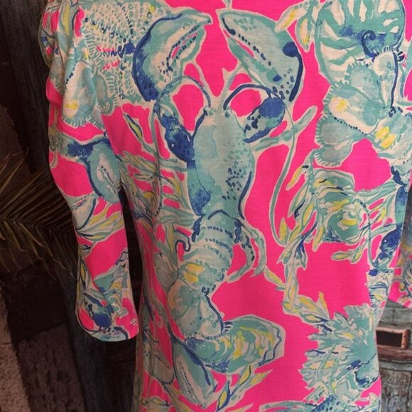 Lilly Pulitzer La Jolla Raz Berry Lobsters in Love dress, size medium, EUC - Picture 9 of 10